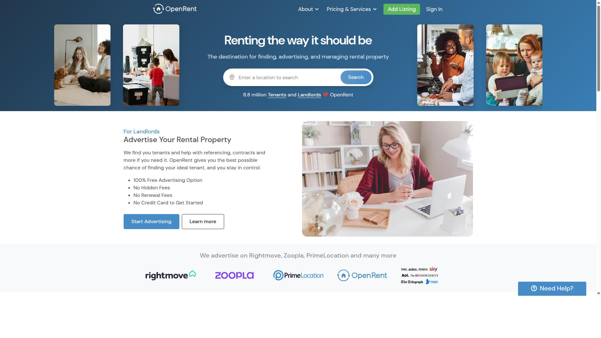 OpenRent website